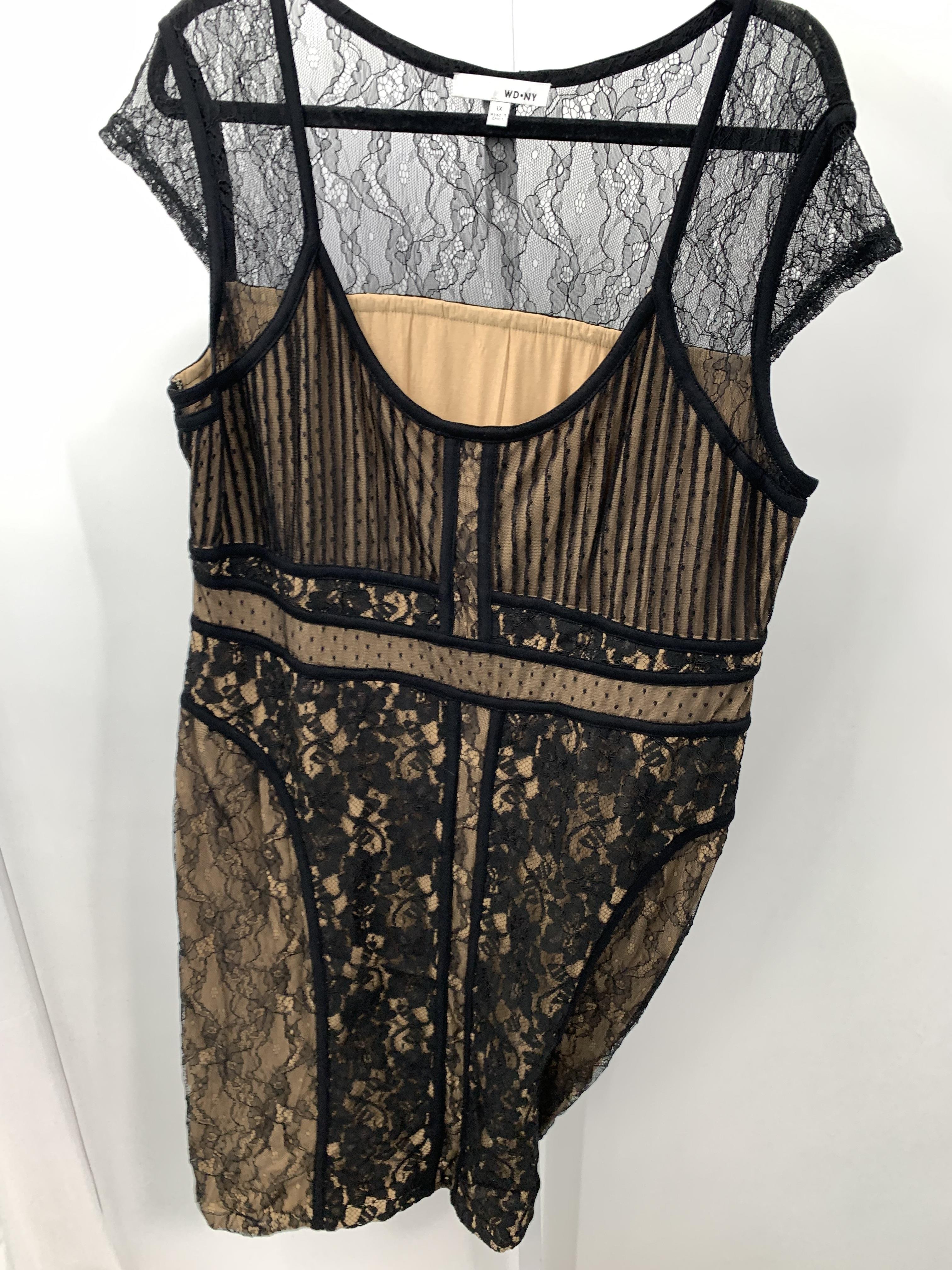 WD NY Size 1X Womens Short Sleeve Dress