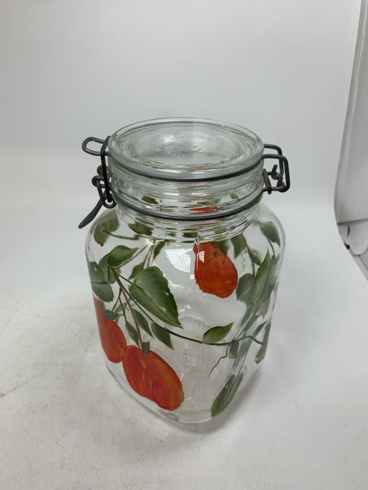 PER ALIMENTI GLASS PAINTED APPLE JAR.