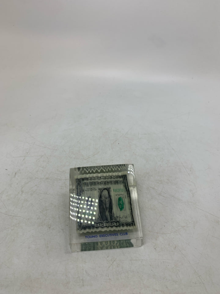 RESIN CRINKLE DOLLAR BILL.