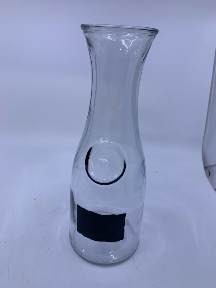 GLASS CARAFE WITH CHALK LABEL.