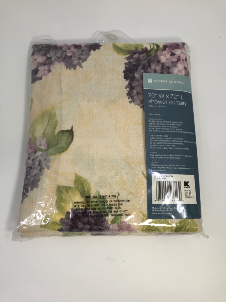 NIP PURPLE FLORAL SHOWER CURTAIN.