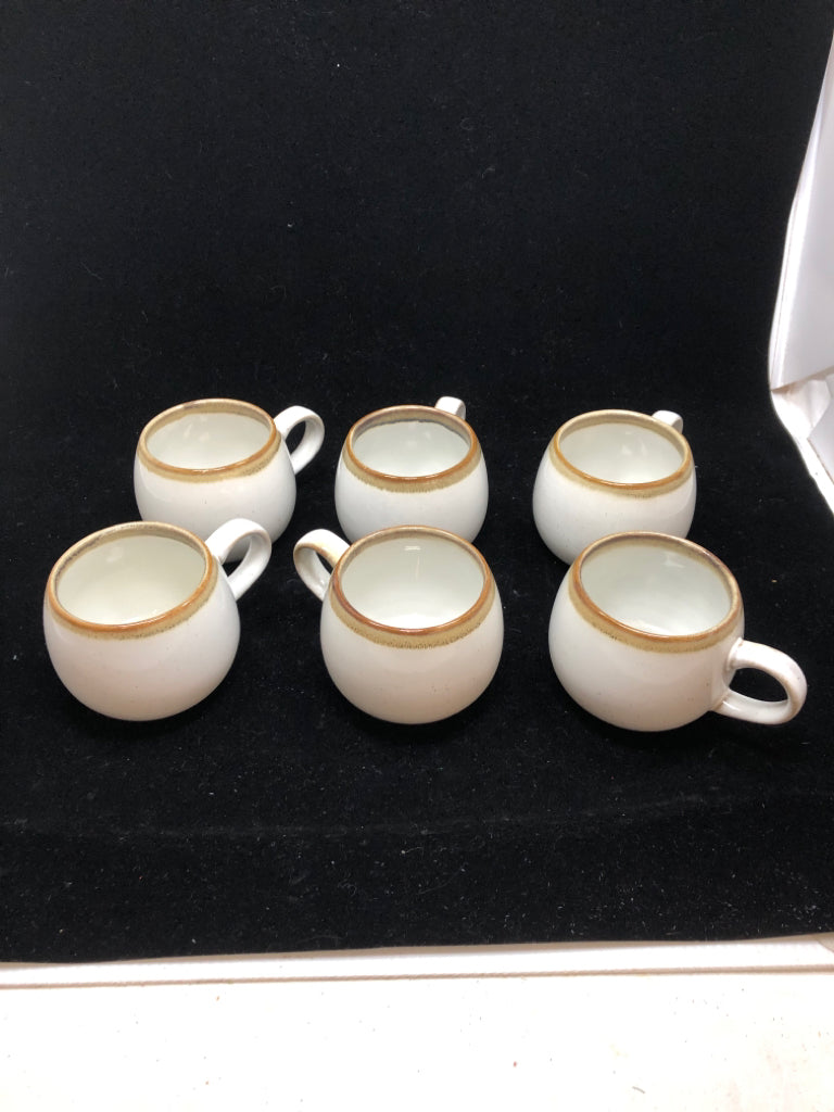 6 SPECKLED STONEWARE MUGS.