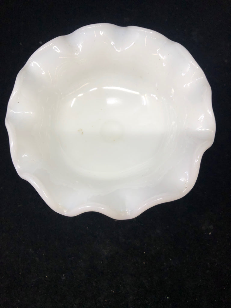 VTG MILK GLASS GRAPE EMBOSSED SMALL COMPOTE.