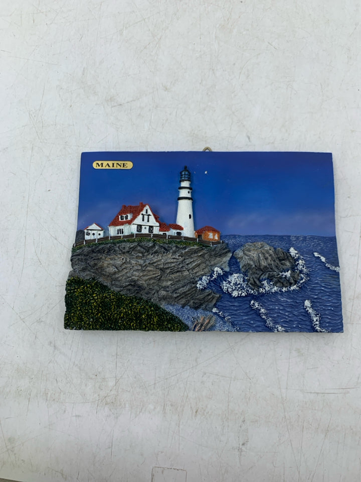RESIN EMBOSSED LIGHTHOUSE MAINE PLAQUE.