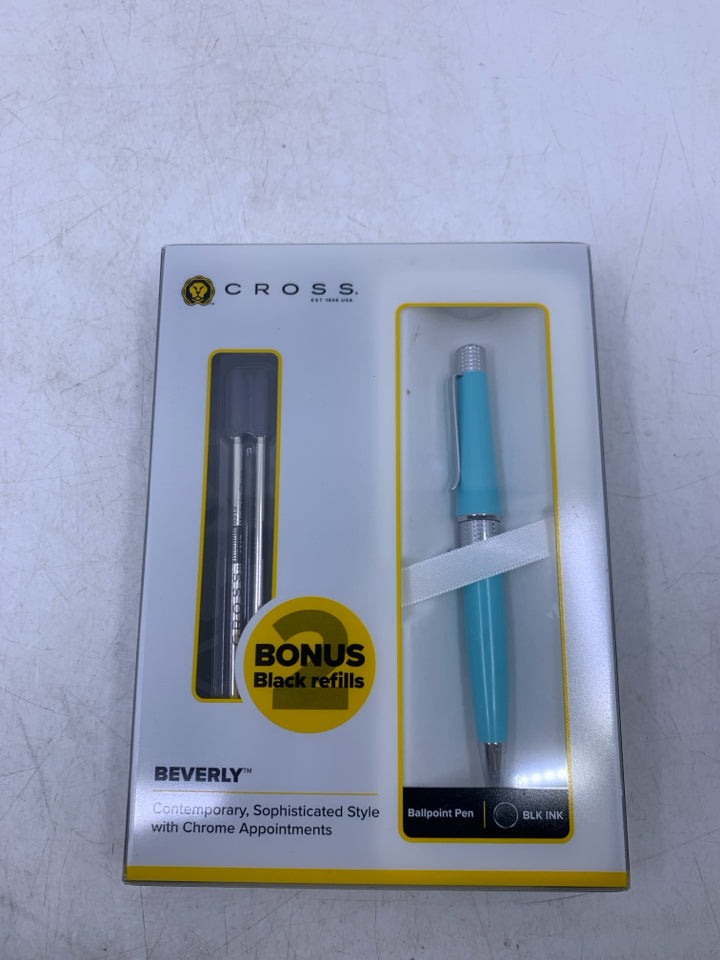 NIB BEVERLY CROSS PEN W/ 2 BLACK REFILLS.