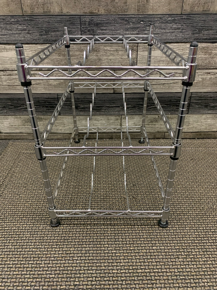 GREY METAL WINE RACK.