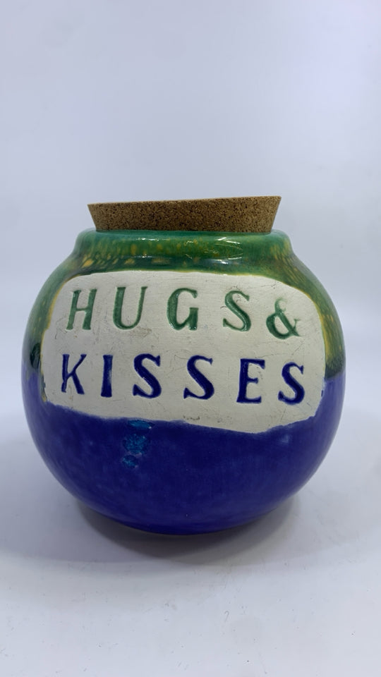 HUGS & KISSES FUND POTTERY JAR.