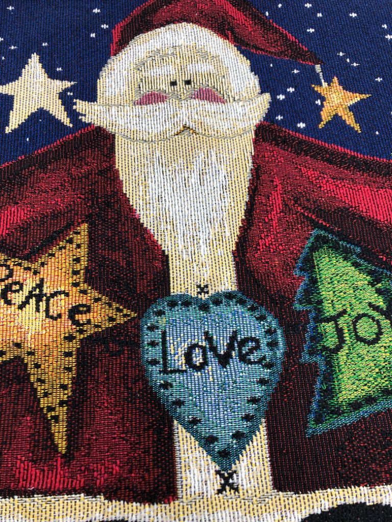 4 SANTA PLACEMATS "PEACE LOVE JOY".