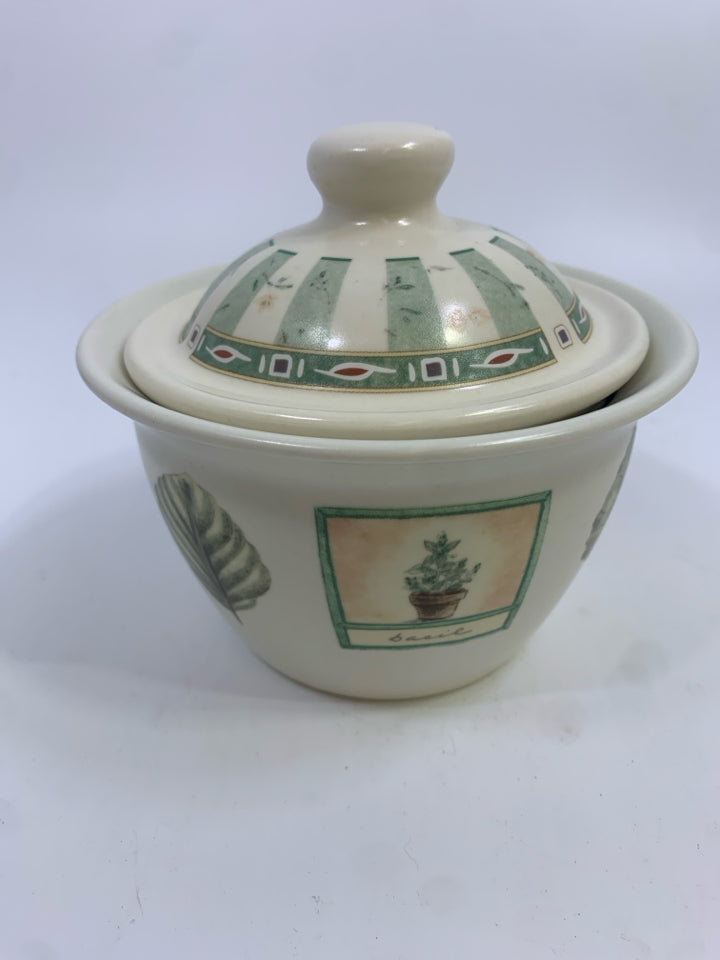 GARDEN THEME COVERED SUGAR BOWL.
