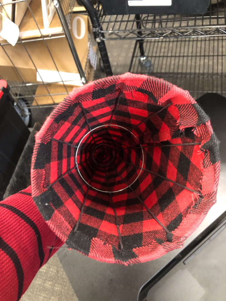 RED PLAID FABRIC TREE.