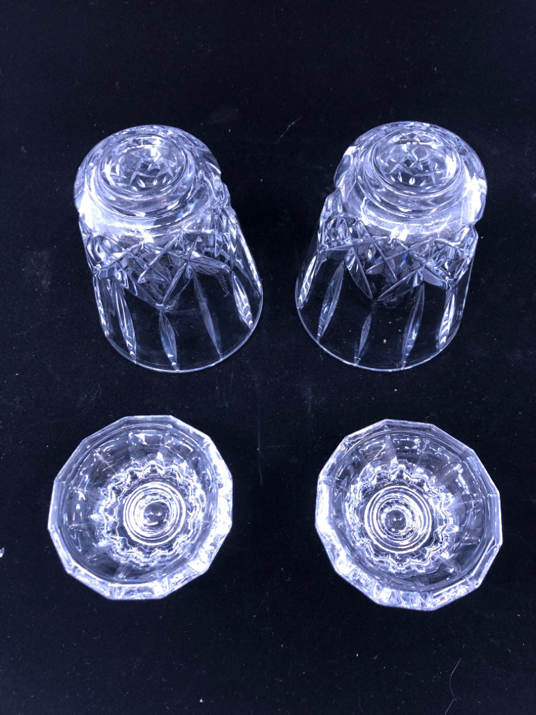 2-2PC CRYSTAL DIAMOND CUT HURRICANE CANDLE HOLDERS.