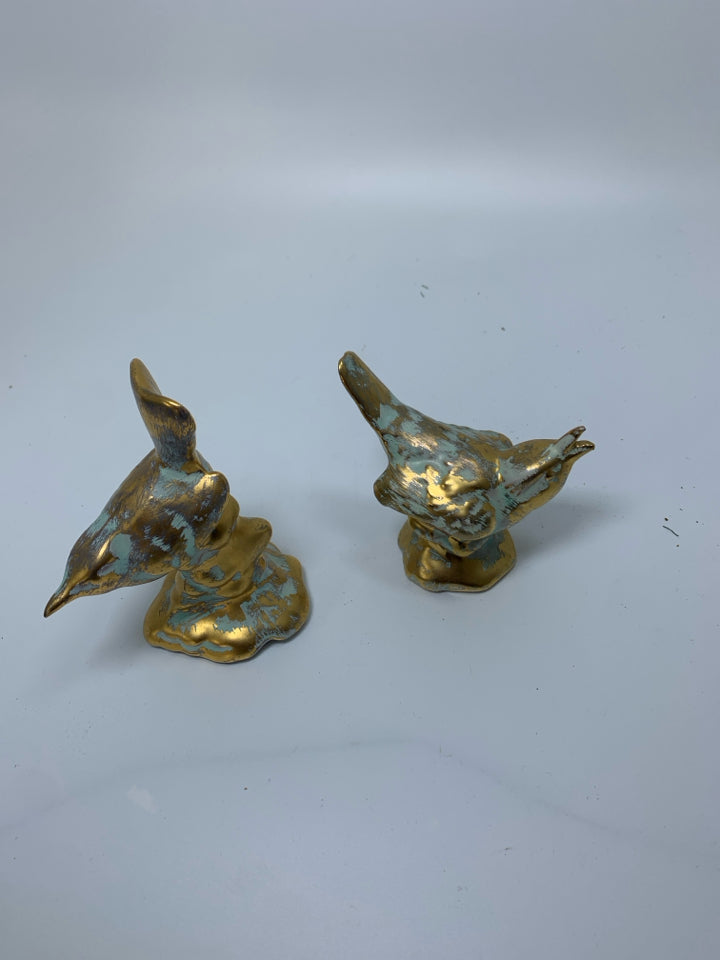2 VTG ANTIQUE GOLD CHICKADEES.