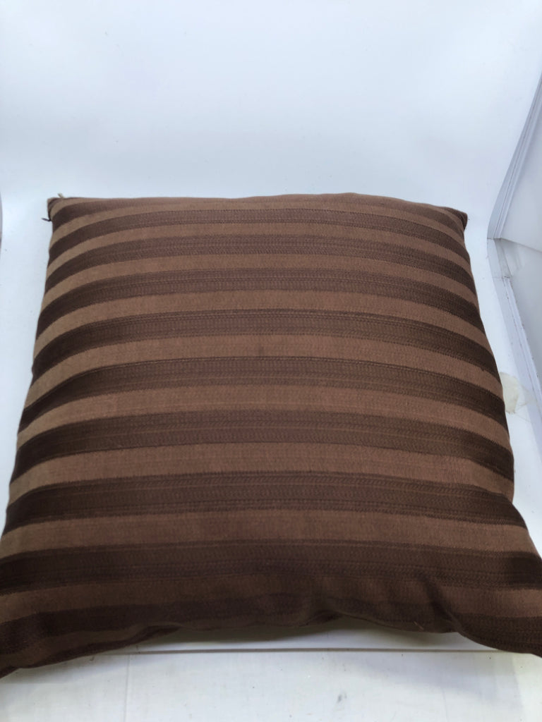 BROWN STRIPE SQUARE ACCENT PILLOW.