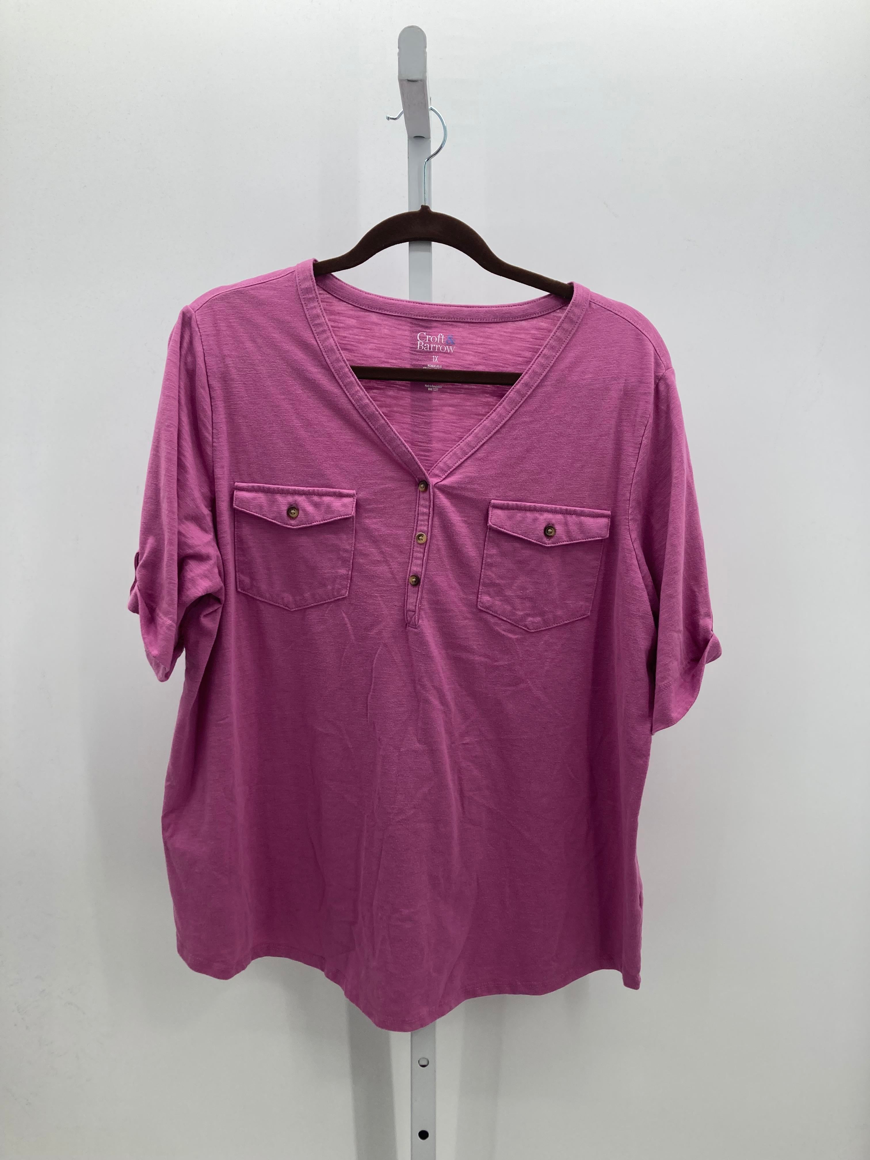 Croft & Barrow Size 1X Womens Short Sleeve Shirt