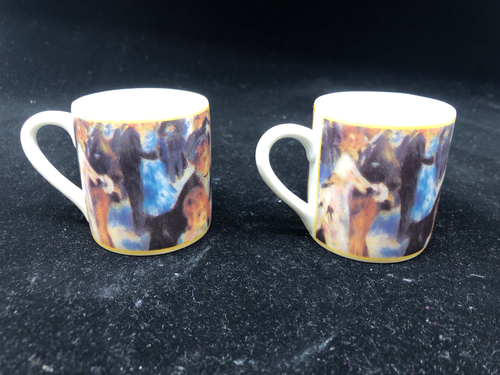 10PC ART DECO STYLE CUP/ SAUCER SET - 5 CUPS, 5 SAUCERS.