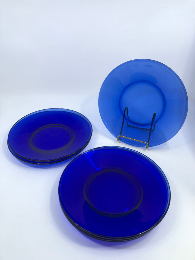 6 COBALT BLUE SALAD PLATES.