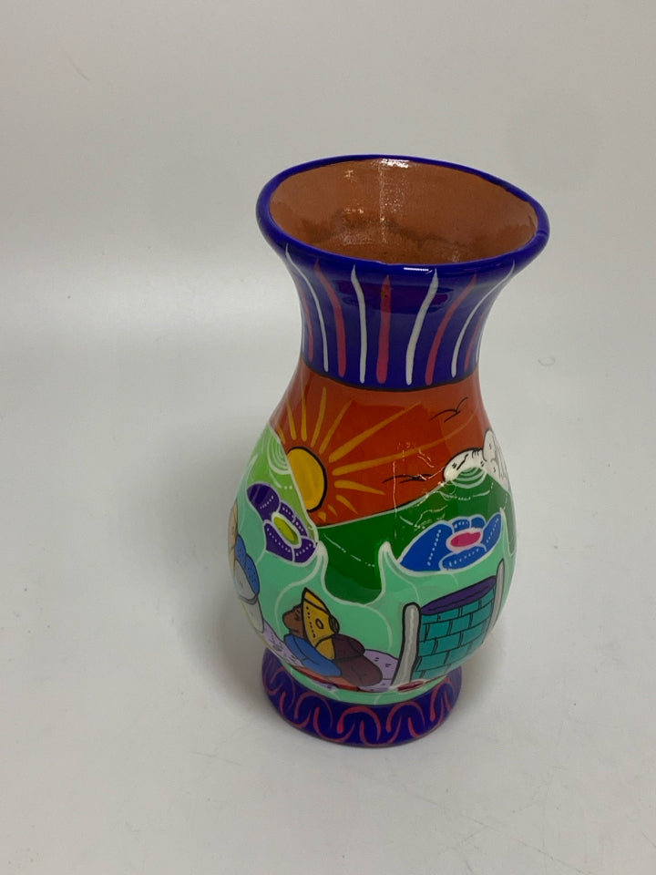 VIBRANT MEXICAN LANDSCAPE VASE.