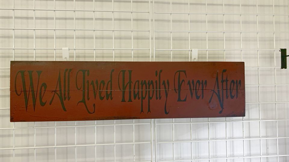 WE ALL LIVED HAPPILY EVER AFTER WOOD WALL HANGING.