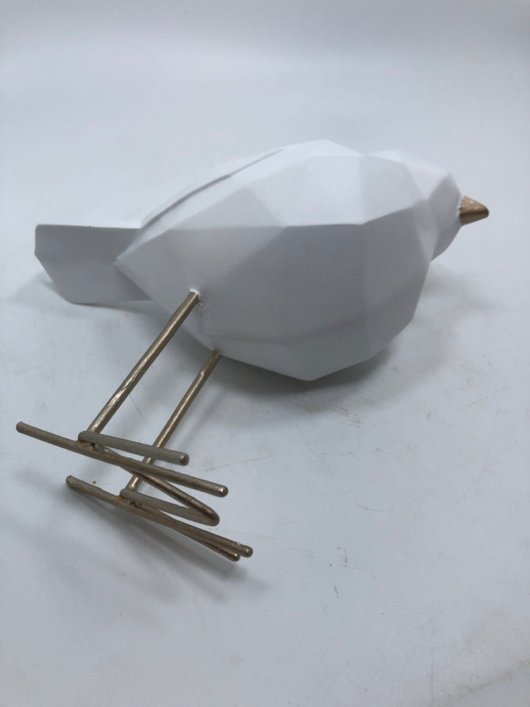 WHITE PLASTIC BIRD W/GOLD FEET.