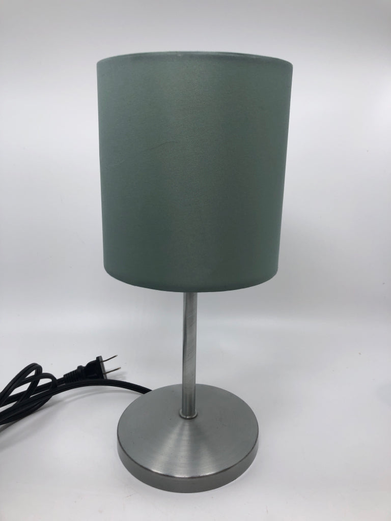 SM LAMP W/BLUE SHADE.