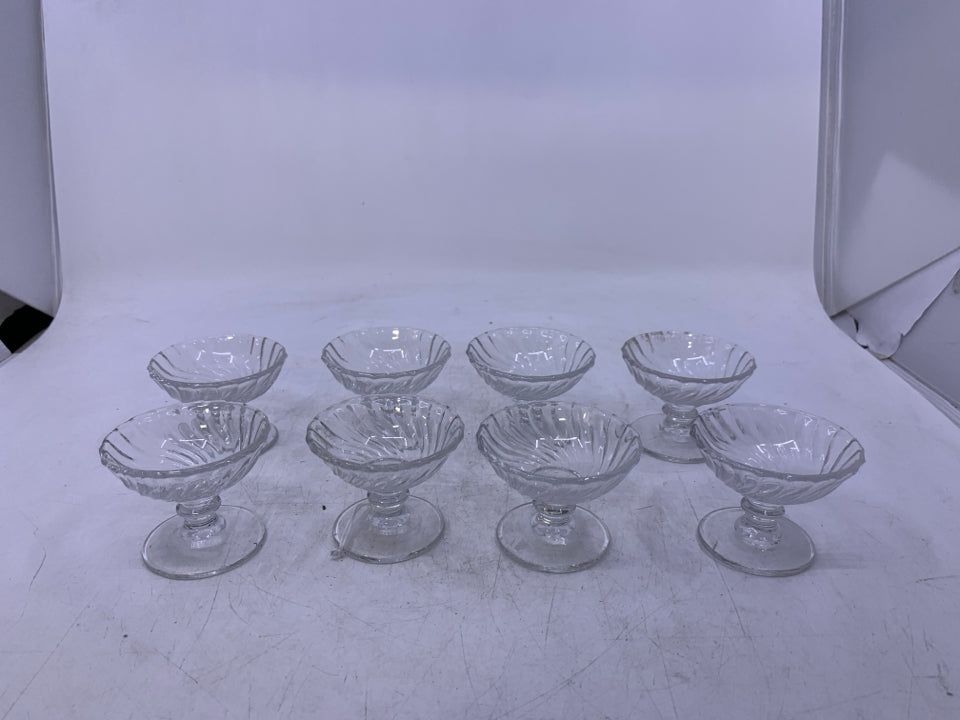 8 MINI FOOTED SERVERS/ SALT CELLARS.