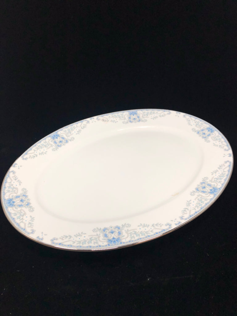 BOUQUET PATTERN SERVING PLATTER W/SILVER RIM.