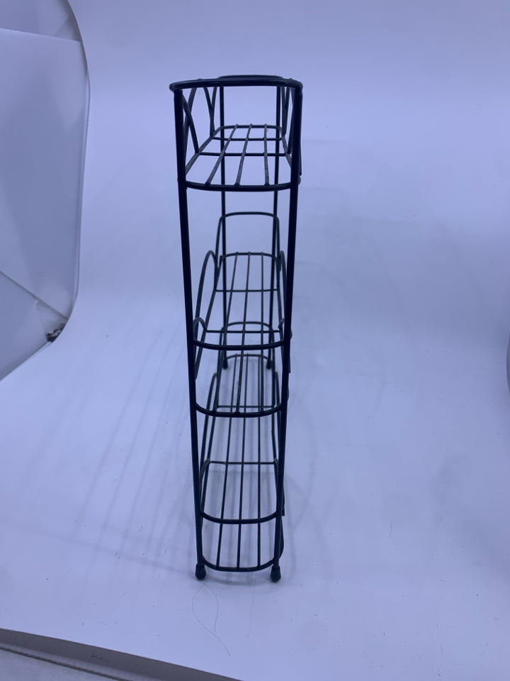 BLACK METAL 3 SHELF SPICE RACK.