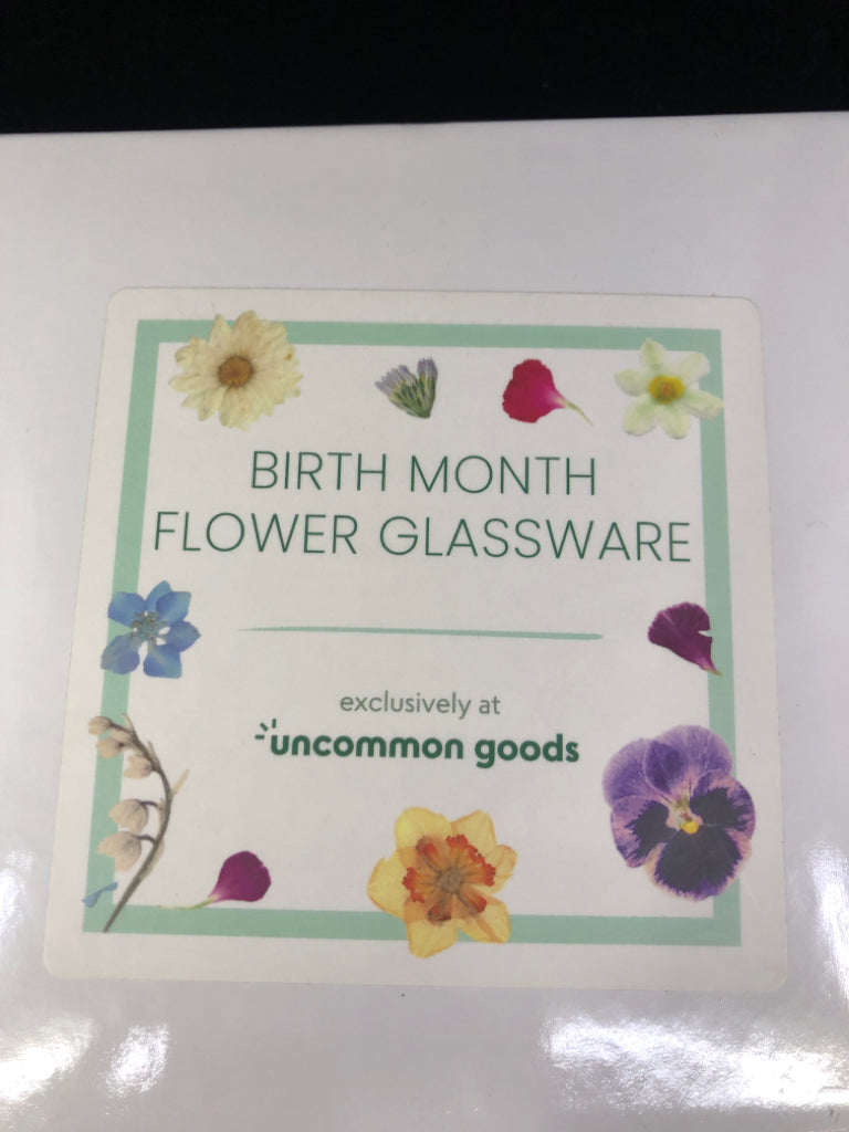 2 STEMLESS RED/ORANGE FLOWERS GLASSES.