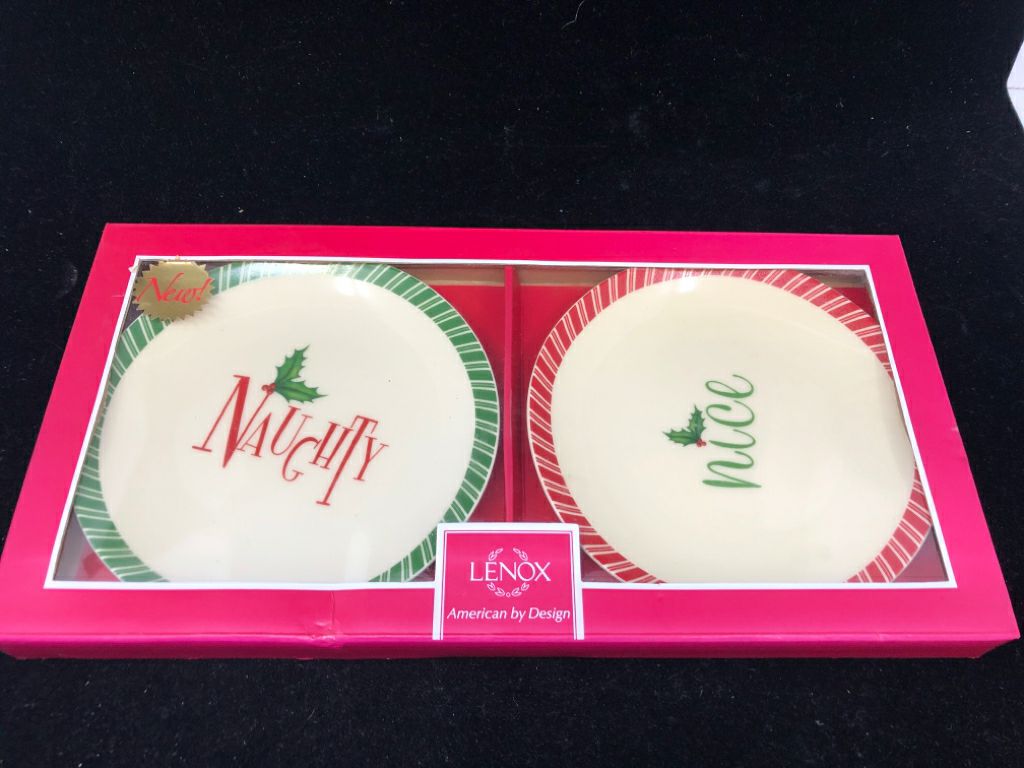 NIB 2 NAUGHTY/NICE PLATES LENOX.