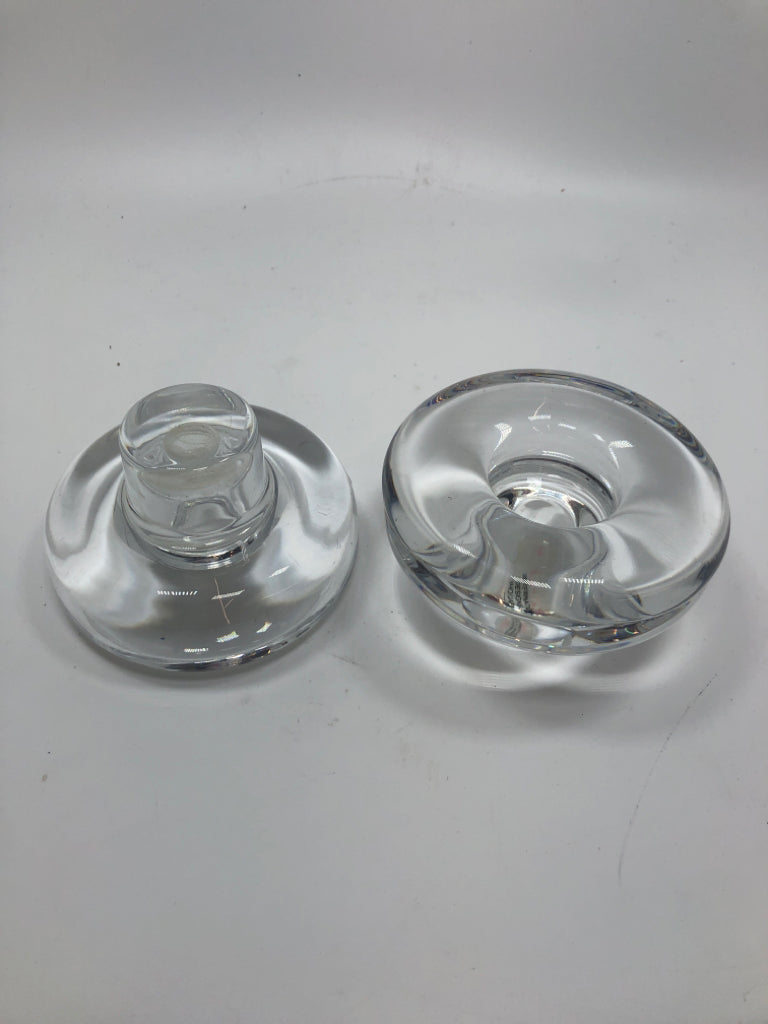 2PC DANSK HEAVY CRYSTAL CANDLE HOLDERS.