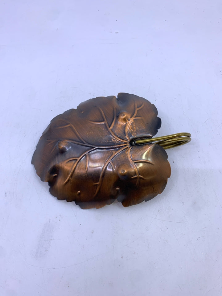 VTG COPPER LEAF NUT CANDY DISH.