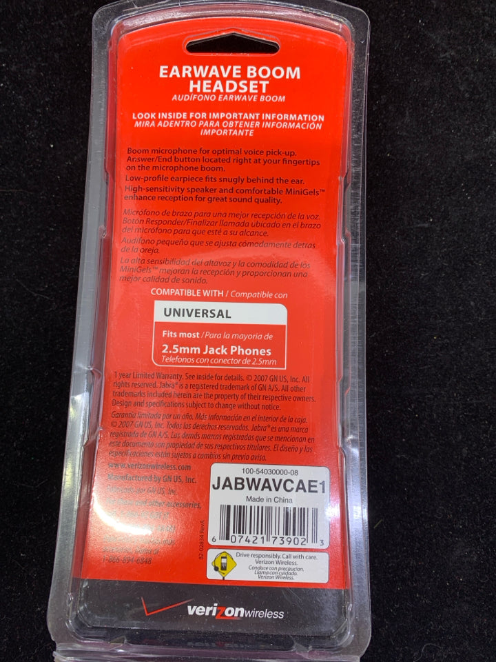 NIP JABRA EARWAVE BOOM HEADSET.