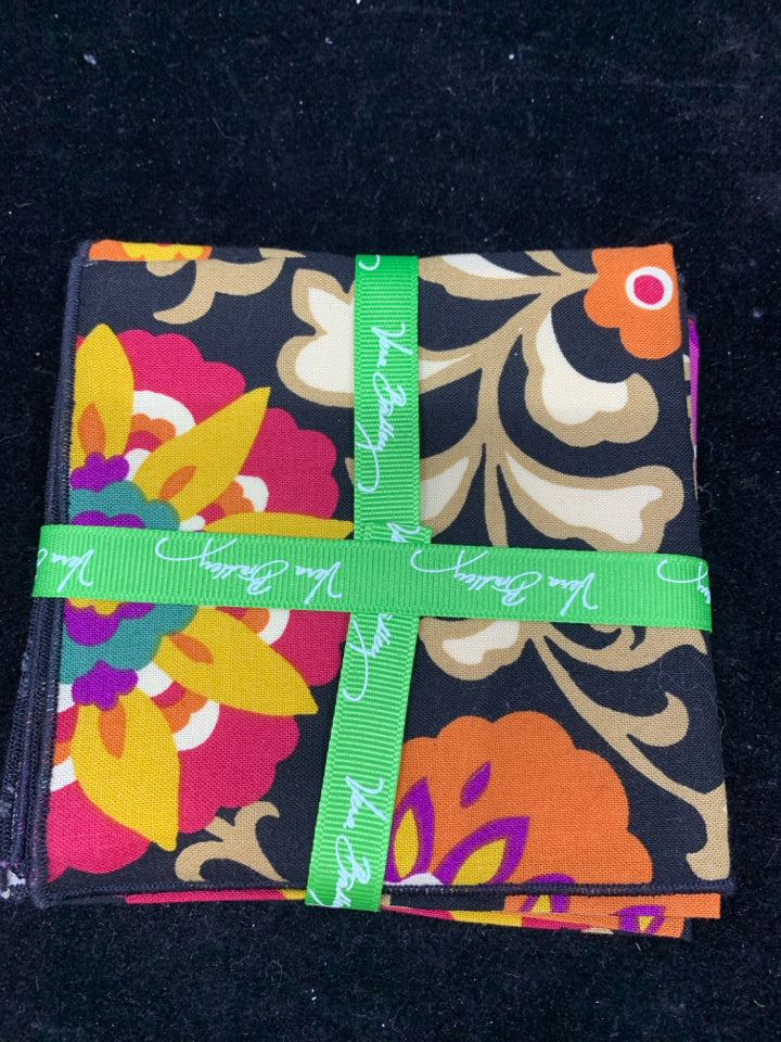 NEW VERA BRADLEY BLACK W/BRIGHT FLORAL NAPKINS
