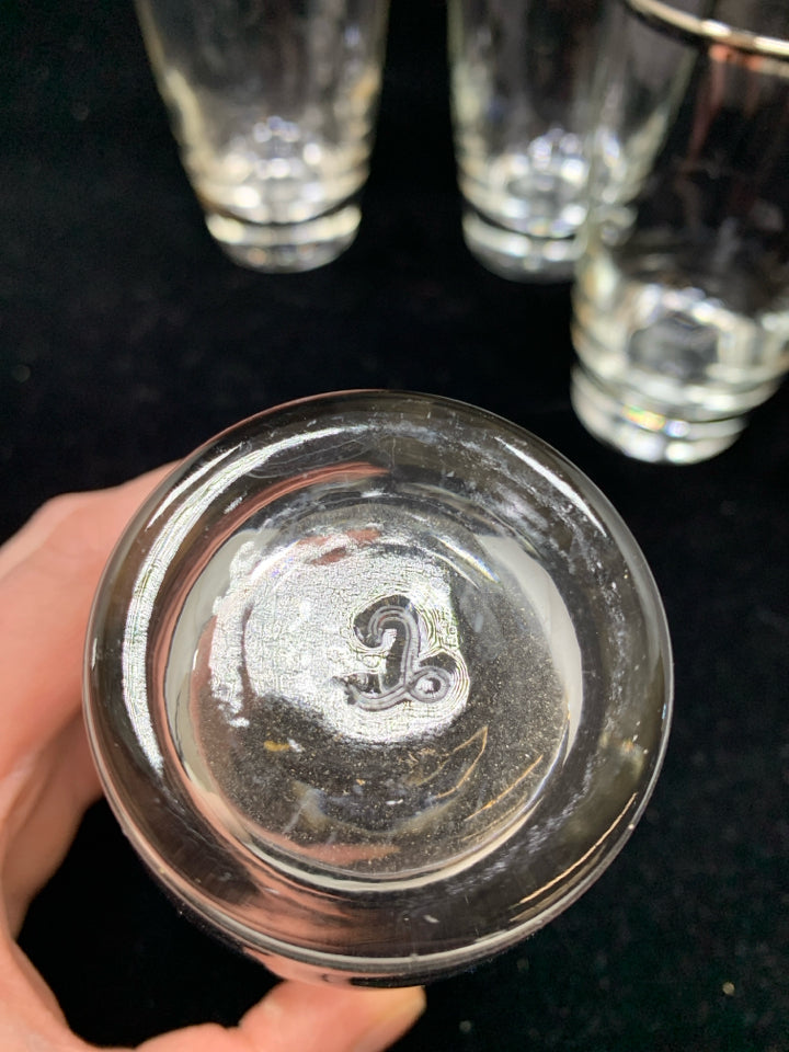 4PC VTG TUMBLERS W/SILVER RIM.