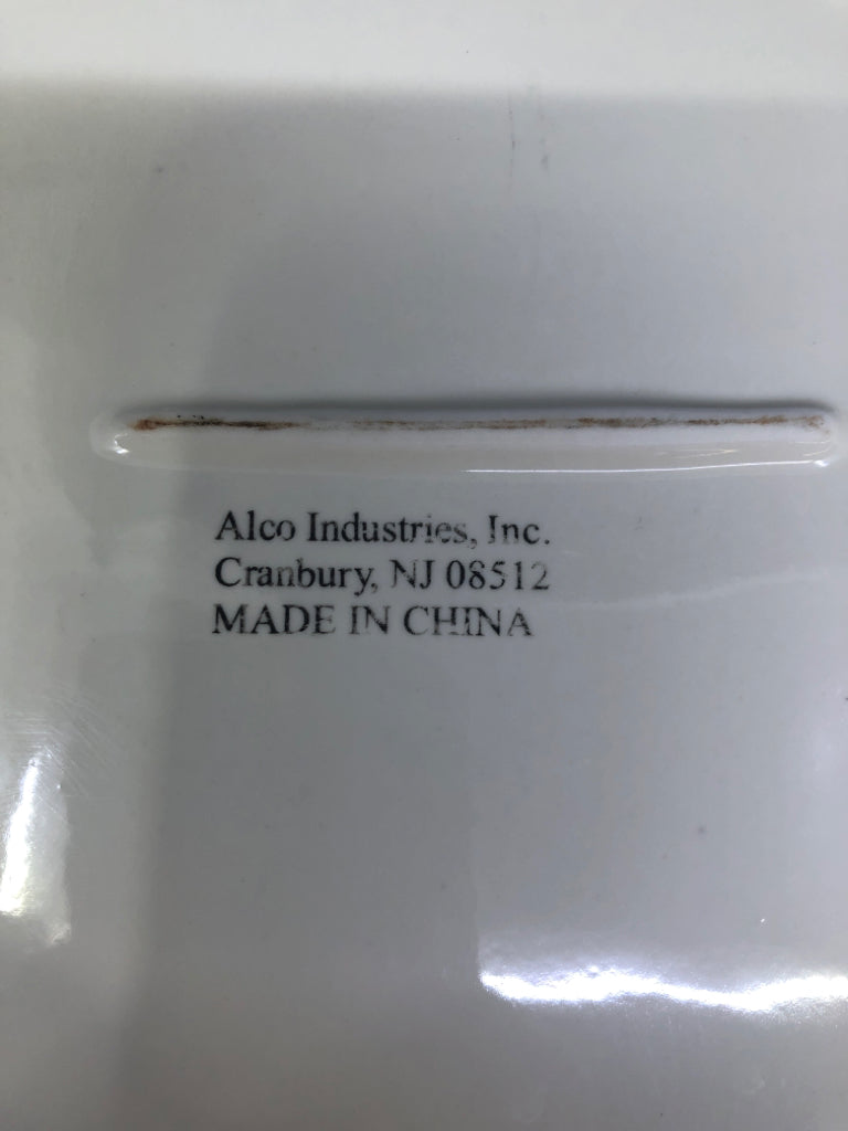 RECTANGLE WAVY EDGE SERVING PLATTER-CREAM W/GOLD TRIM.