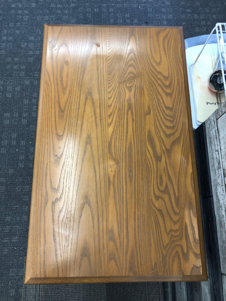 WOOD SOFA/ CONSOLE TABLE W/ DRAWER.