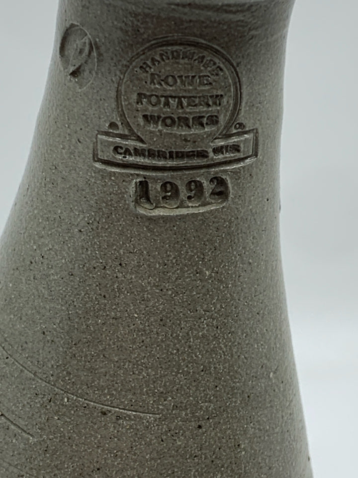 BLUE GREY SALT GLAZE NARROW NECK VASE.