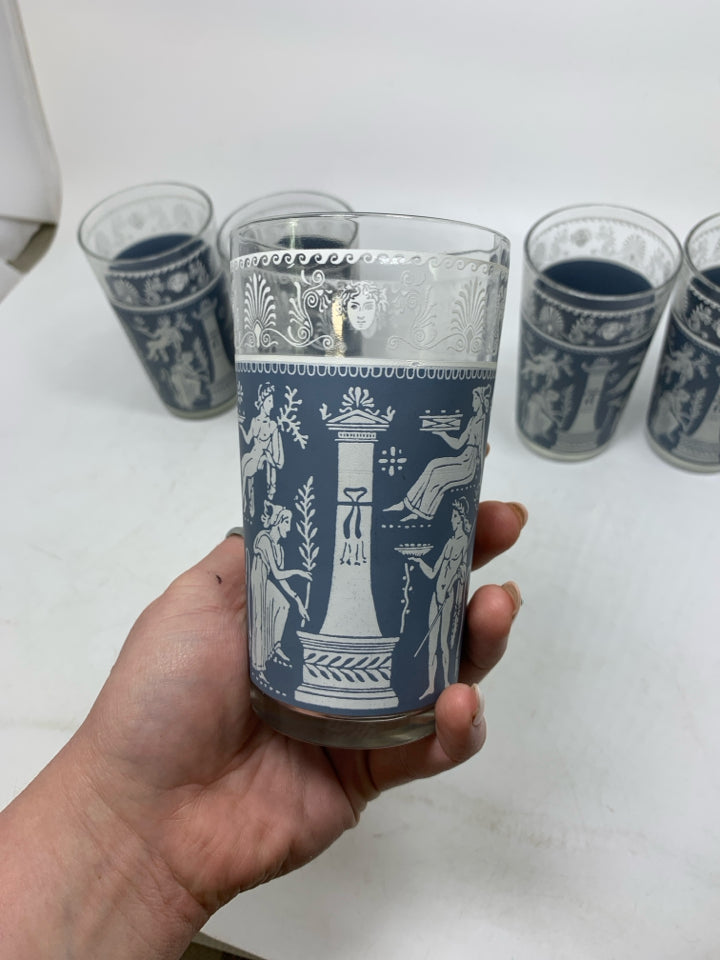 5 VTG GREEK STYLE TUMBLERS.