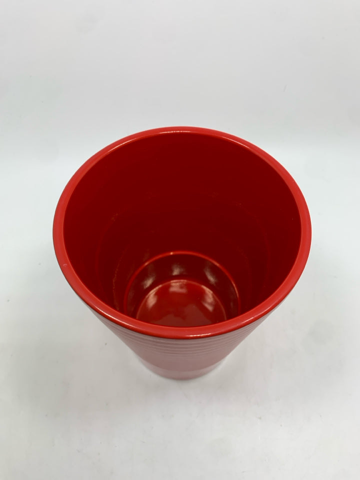 RED LINED CERAMIC PLANTER.