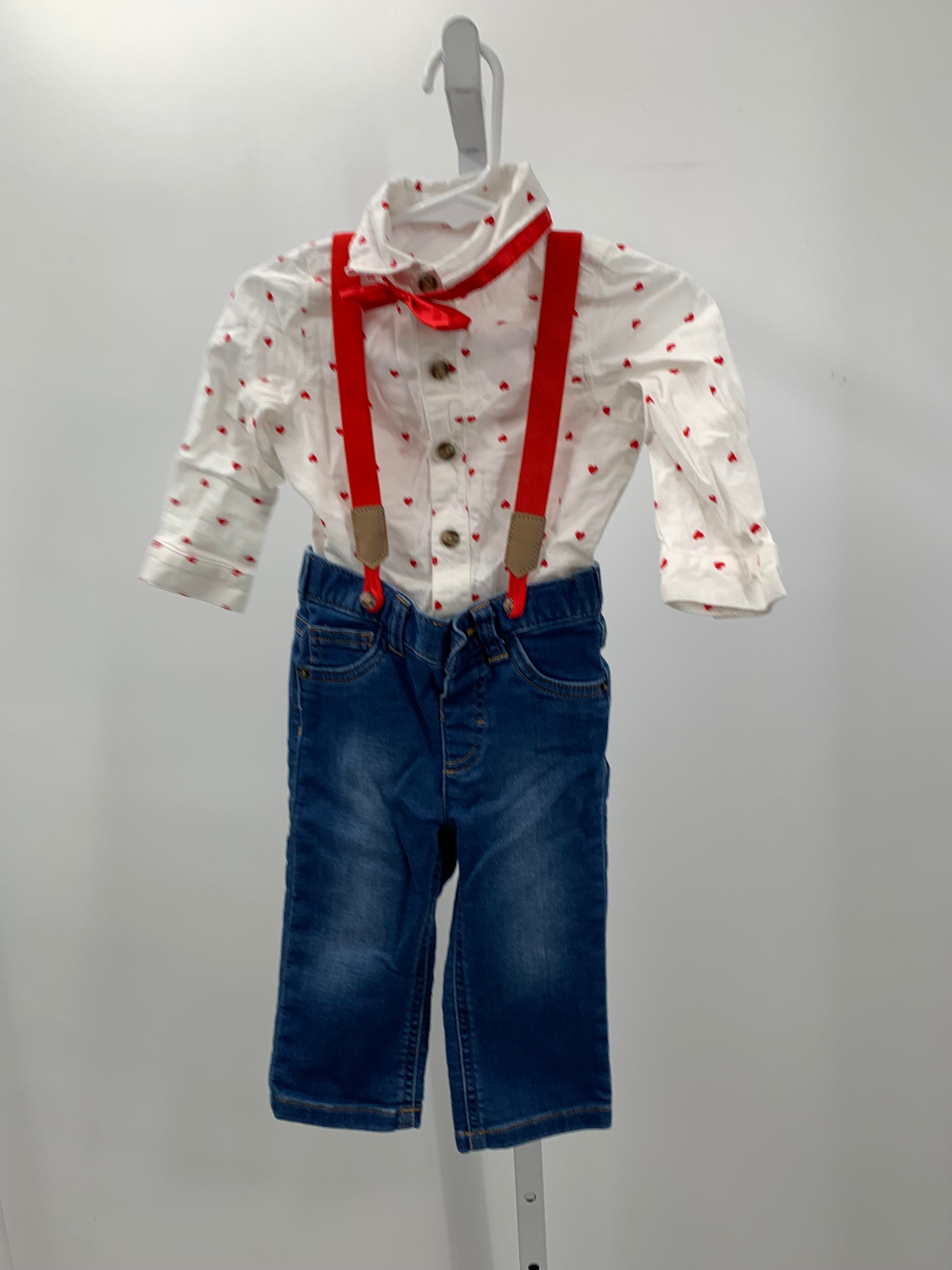 JEANS SUSPENDERS RED HEARTS BTN DOWN SHIRT AND BOW TIE