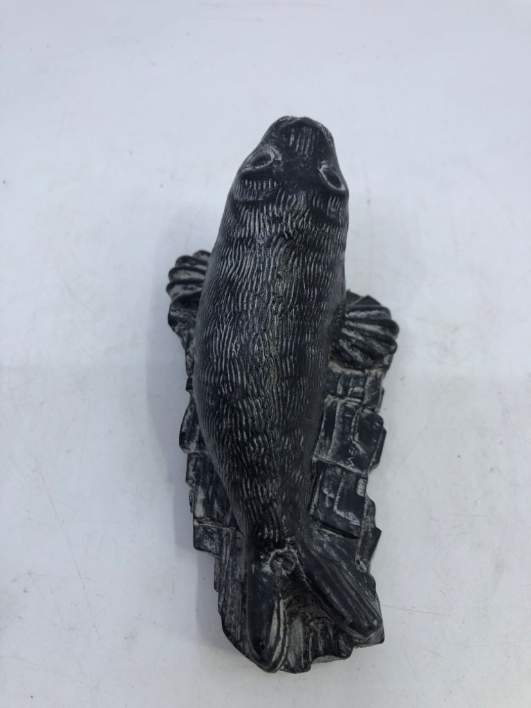 SEAL ON ROCK CARVED SOAPSTONE.