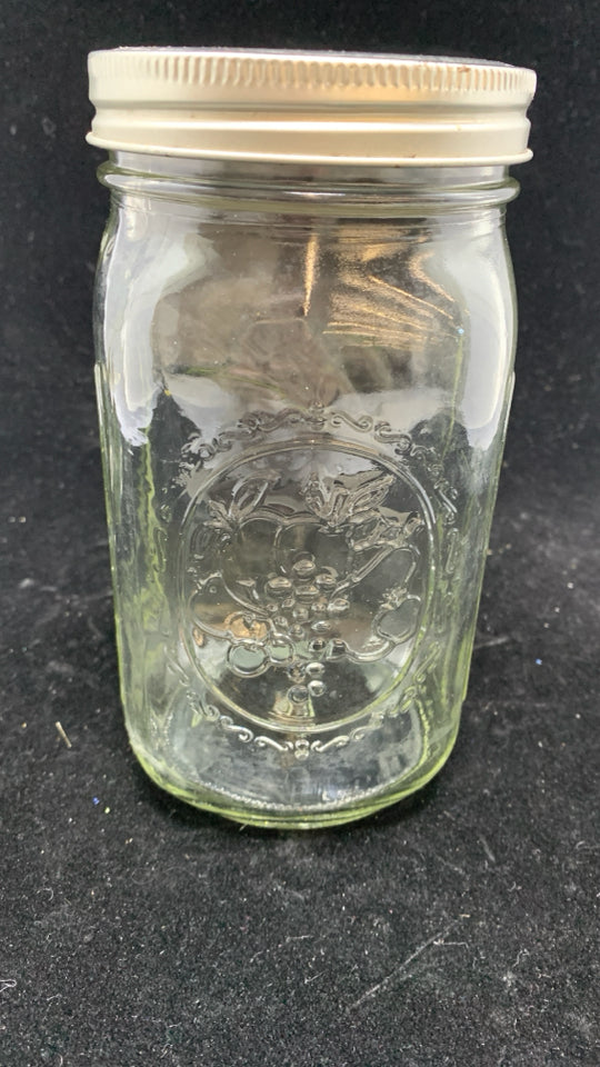 GLASS WIDE MOUTH MASON JAR.