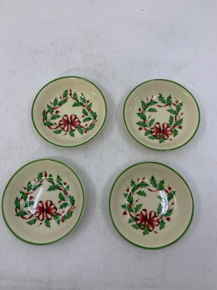 4 LENOX HOLIDAY SMALL DIP BOWLS.