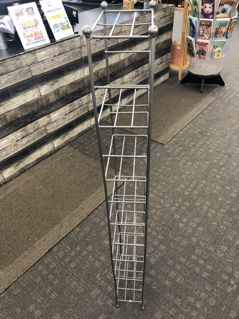 GREY METAL WAVY 6 SHELF MEDIA SHELF.