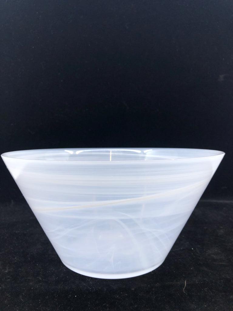 WHITE SMOKEY SERVING BOWL.