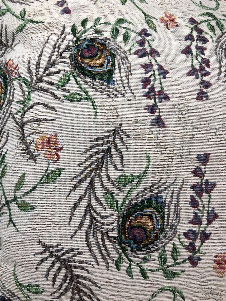 PEACOCK FEATHER ACCENT PILLOW.