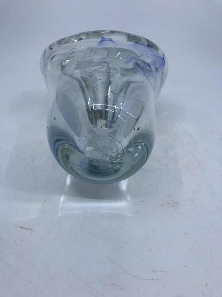 HEAVY BLOWN CLEAR GLASS FREE FORM.