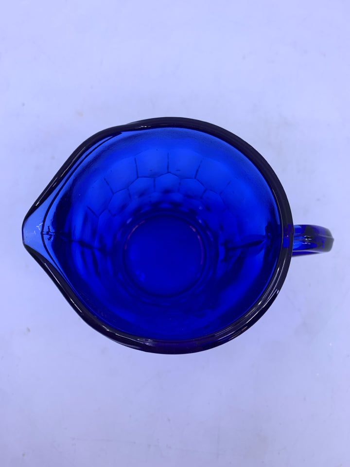 VTG COBALT BLUE GLASS SHIRLEY TEMPLE CREAMER.