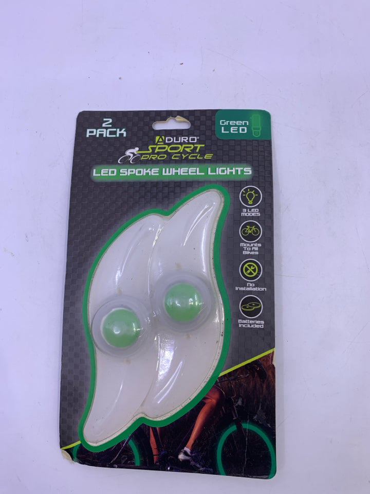 NIB GREEN LED BICYCLE SPOKE WHEEL LIGHTS.