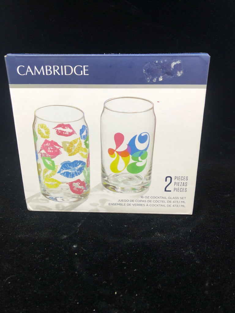NIB 2 PC COCKTAIL GLASS SET.